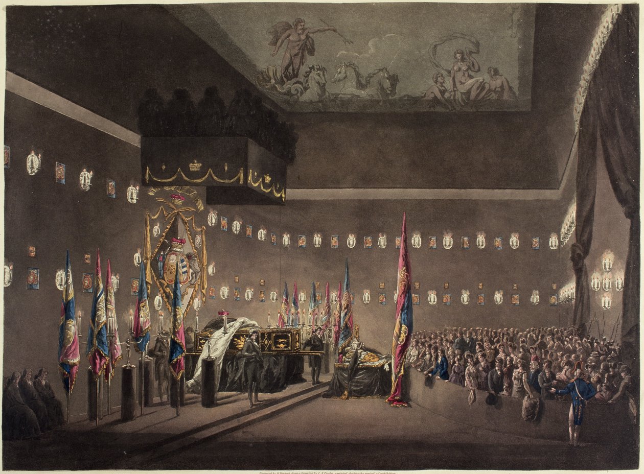 Restes de Lord Viscount Nelson exposés dans la Chambre Peinte à l