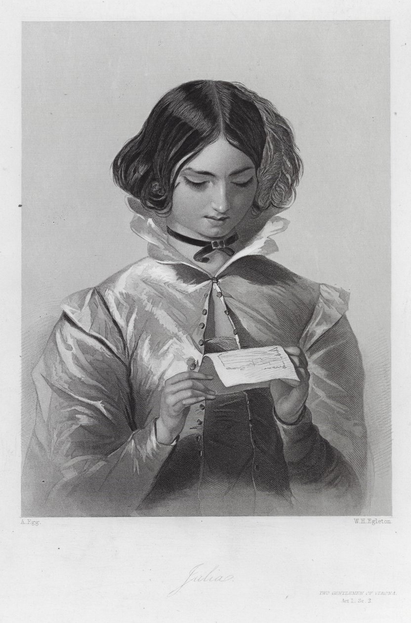 Julia, personnage des Deux Gentilshommes de Vérone (gravure) - Augustus (after) Egg