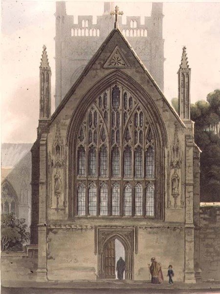 Extérieur du Merton College, face à la fenêtre nord de la chapelle, illustration de 