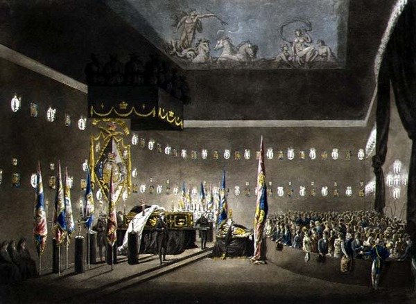 Restes de Lord Viscount Nelson exposés dans la Chambre Peinte à l