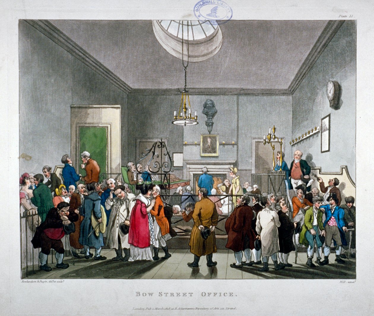 Tribunal de police de Bow Street, Westminster, Londres, 1808 - Augustus Charles Pugin, Thomas Rowlandson
