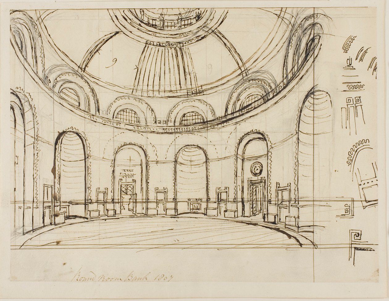 Salle ronde de la banque - Augustus Charles Pugin