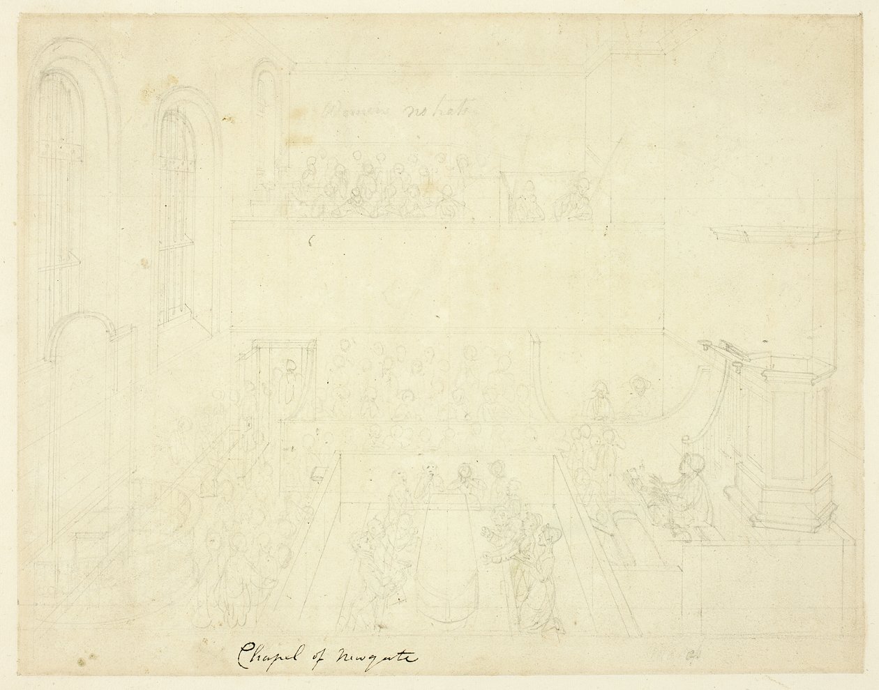 Étude pour la chapelle de Newgate, du Microcosme de Londres - Augustus Charles Pugin