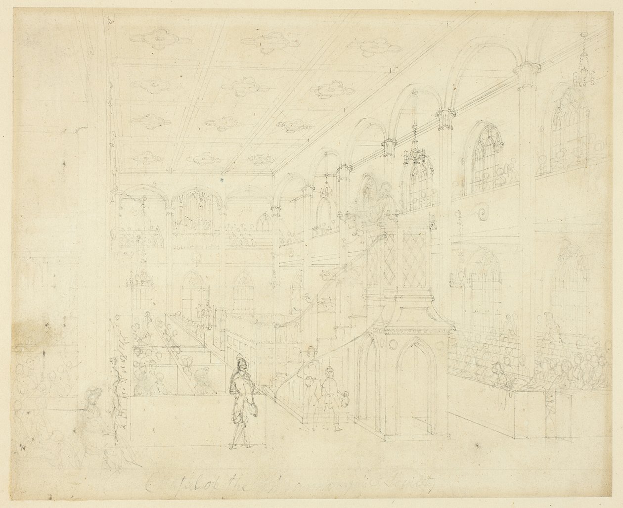 Étude pour la chapelle de la Société philanthropique, du Microcosme de Londres - Augustus Charles Pugin