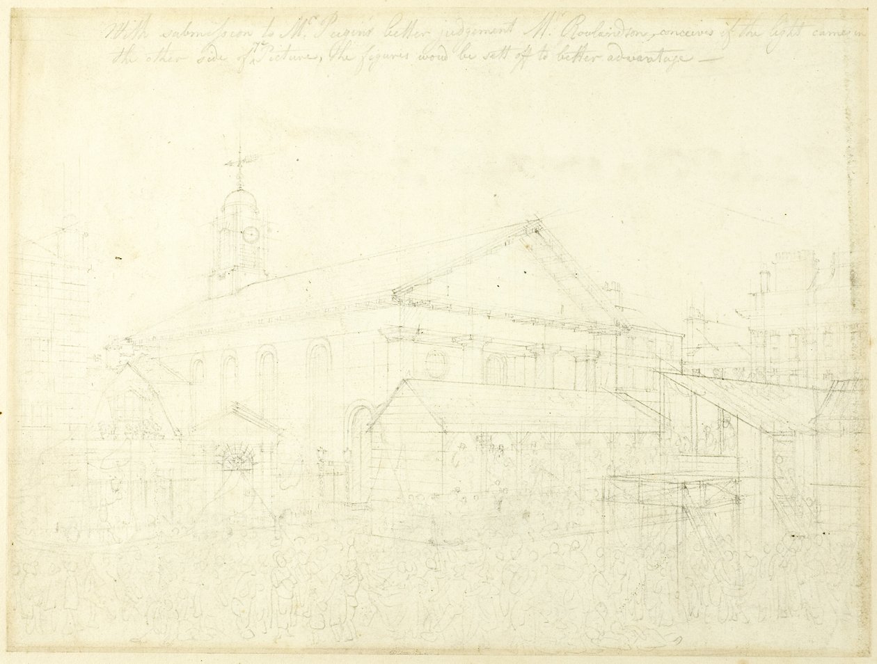 Étude pour le marché de Covent Garden, élection de Westminster, du Microcosme de Londres - Augustus Charles Pugin