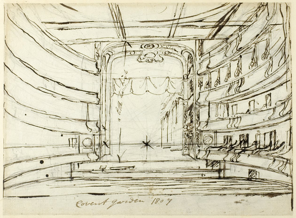 Étude pour le théâtre de Covent Garden, du Microcosme de Londres - Augustus Charles Pugin