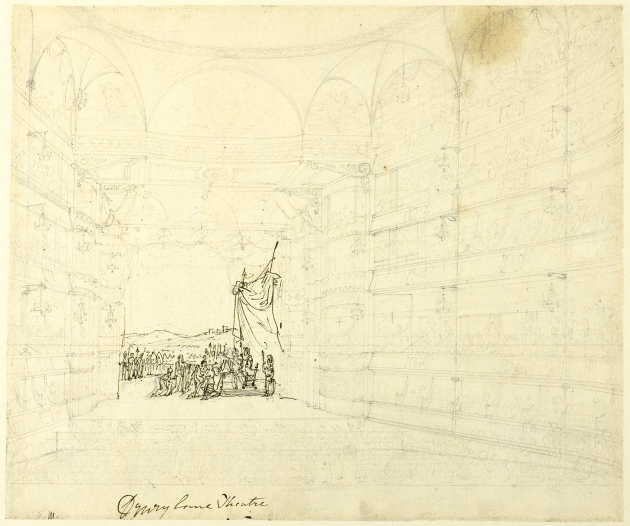 Étude pour le théâtre Drurylane, extrait du Microcosme de Londres - Augustus Charles Pugin