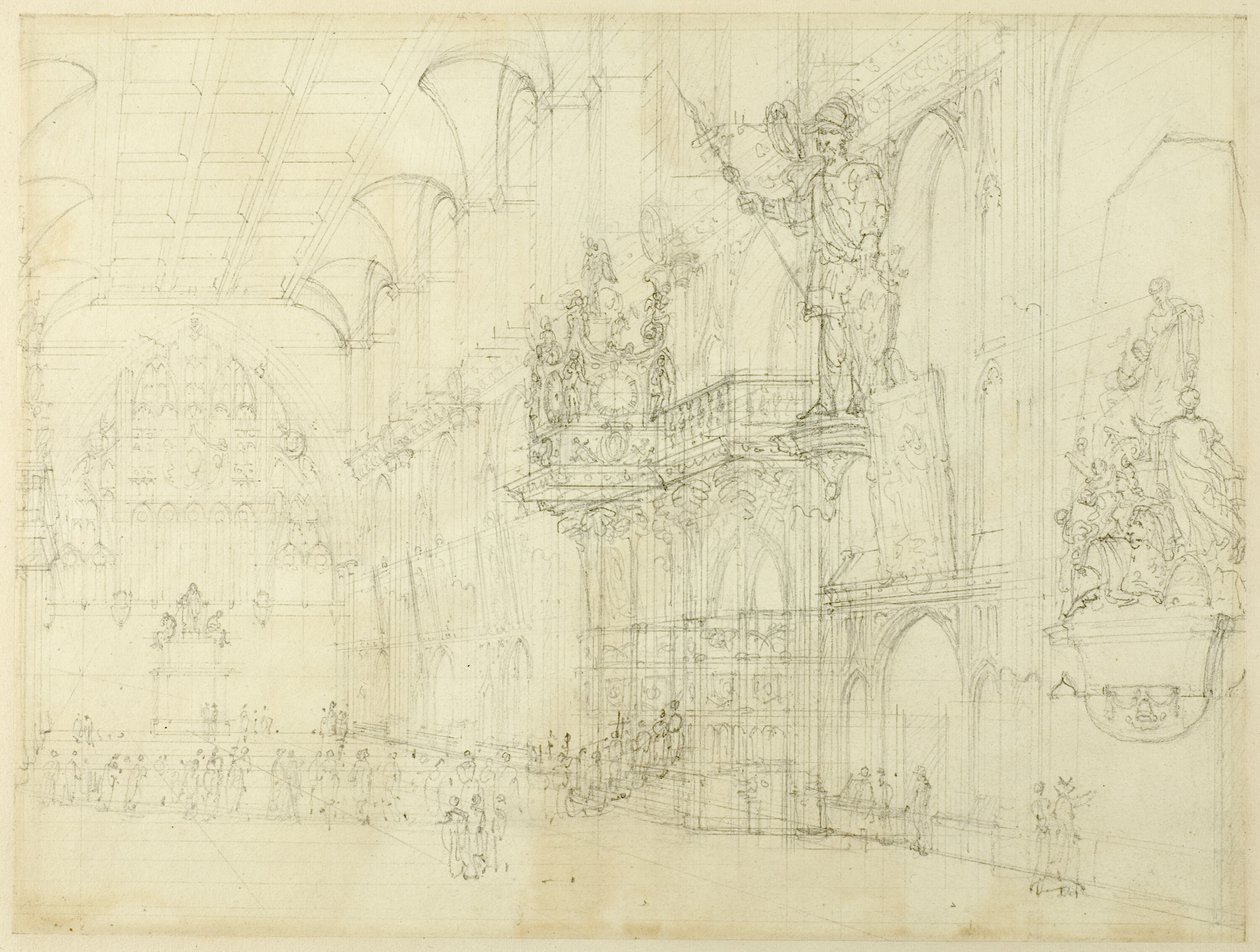 Étude pour Guild Hall, de Microcosm of London - Augustus Charles Pugin