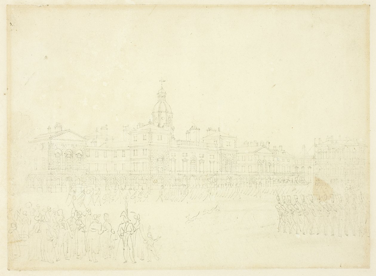 Étude pour la garde montante, St James Park, de Microcosm of London - Augustus Charles Pugin