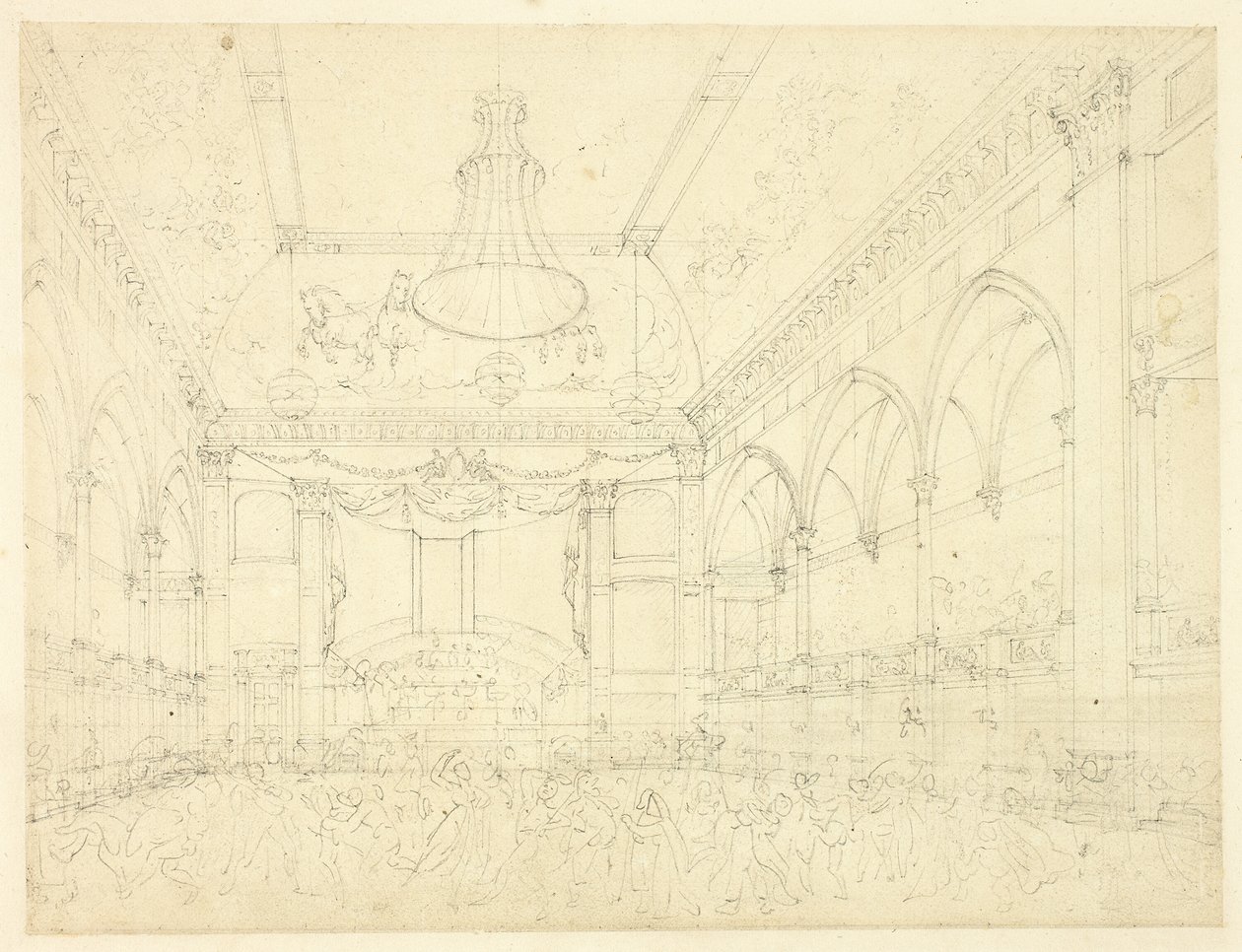 Étude pour la mascarade du Panthéon, du Microcosme de Londres - Augustus Charles Pugin