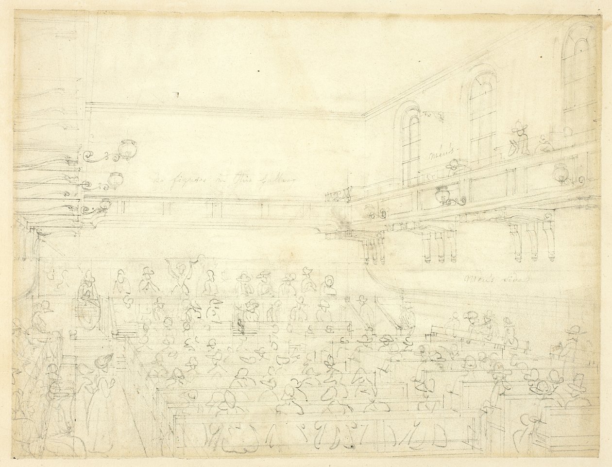 Étude pour la réunion des quakers, du Microcosme de Londres - Augustus Charles Pugin