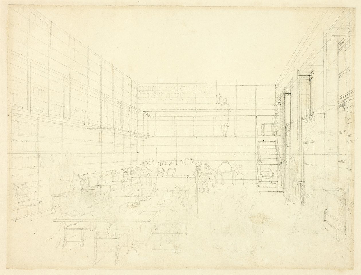 Étude pour Royal Institution, Albemarle Street, de Microcosm of London - Augustus Charles Pugin
