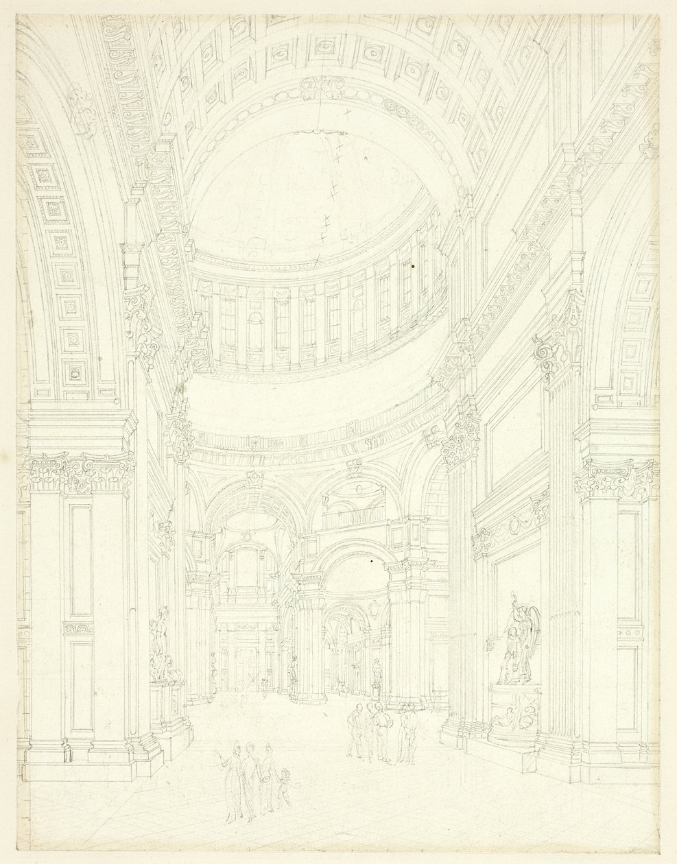 Étude pour la cathédrale Saint-Paul, tirée de Microcosme de Londres - Augustus Charles Pugin