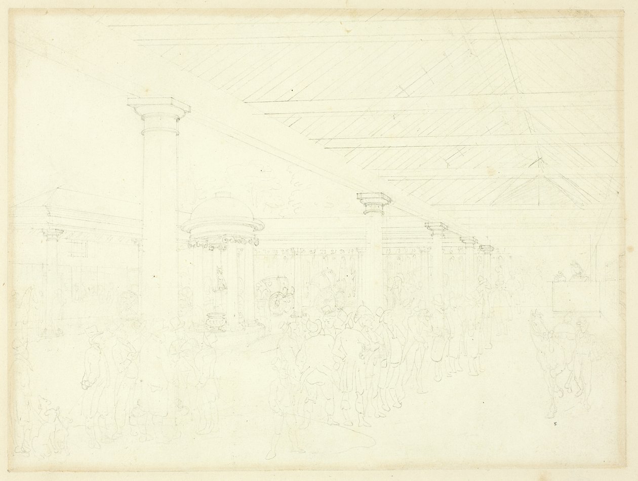 Étude pour le dépôt de Tattersall, du Microcosme de Londres - Augustus Charles Pugin