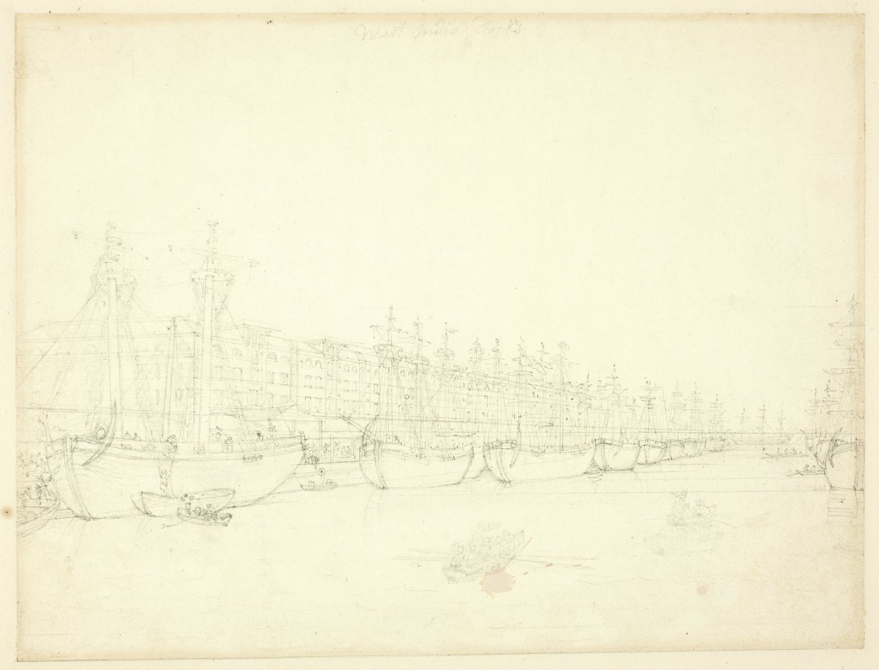 Étude pour les Docks des Indes occidentales, du Microcosme de Londres - Augustus Charles Pugin