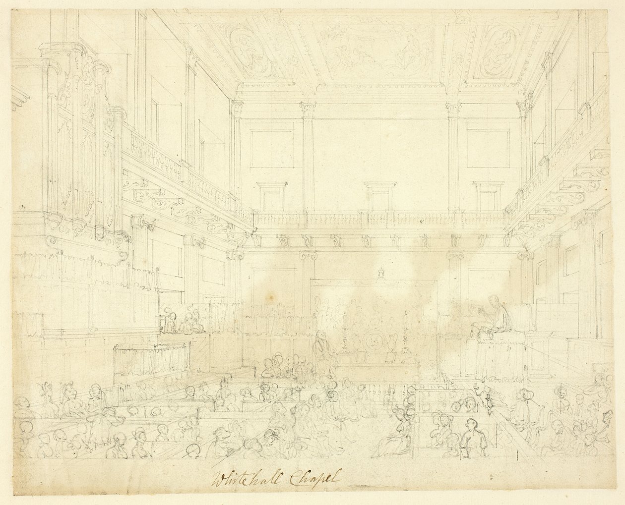 Étude pour la chapelle de Whitehall, de Microcosm of London - Augustus Charles Pugin