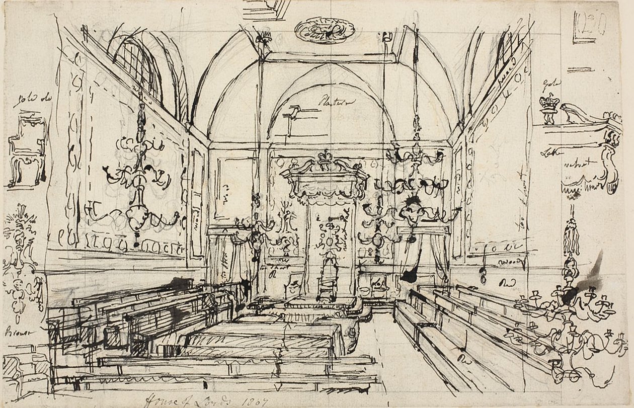 Étude pour la Chambre des Lords - Augustus Charles Pugin