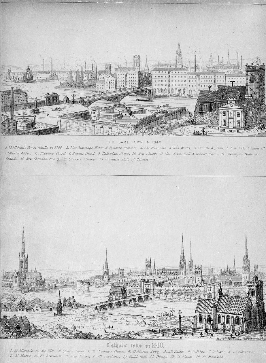 Ville catholique en 1440 et la même ville en 1840 - Augustus Welby Northmore Pugin