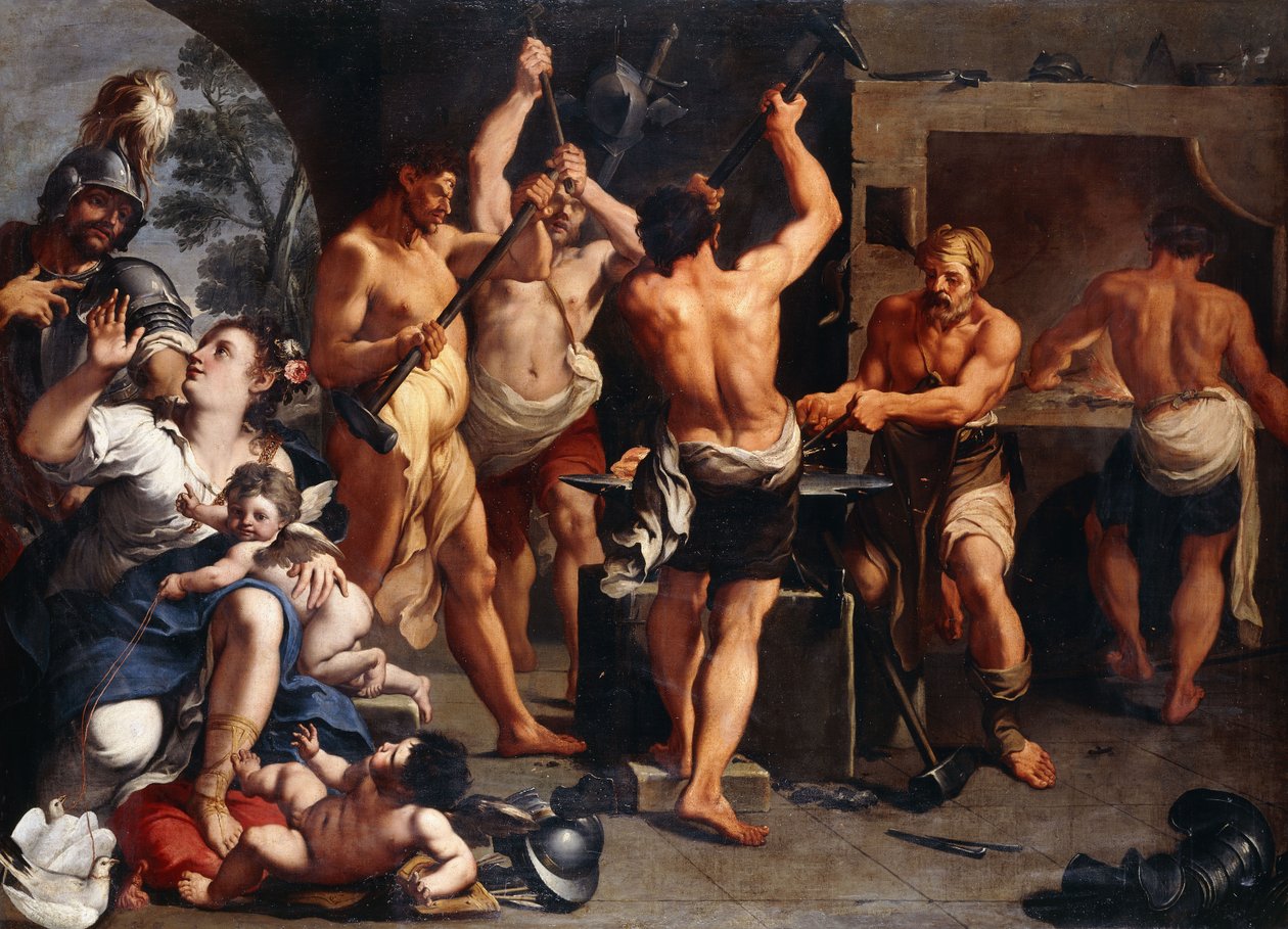 Mars et Vénus à la forge de Vulcain - Aureliano Milani