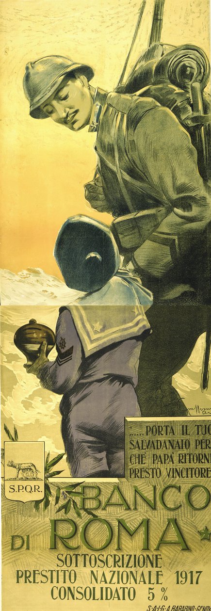 Première Guerre mondiale : affiche de Banco di Romano pour l