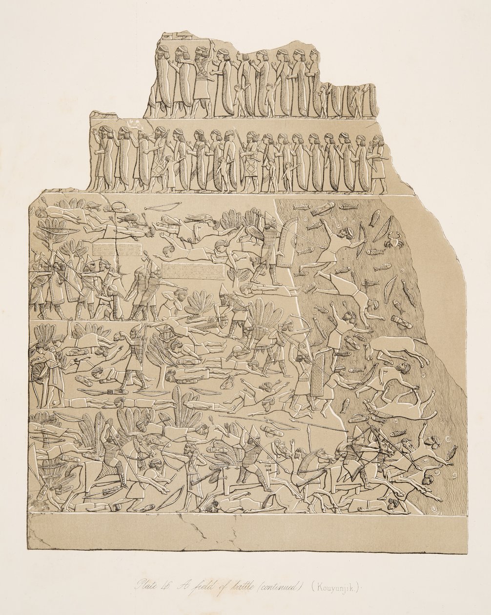 Un champ de bataille (Kouyunjik), des Monuments de Ninive, pub. 1849 - Austen Henry Layard