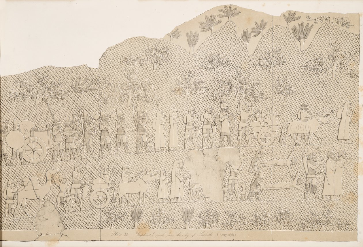 Captifs et butin de la ville de Lachich, illustration des Monuments de ...