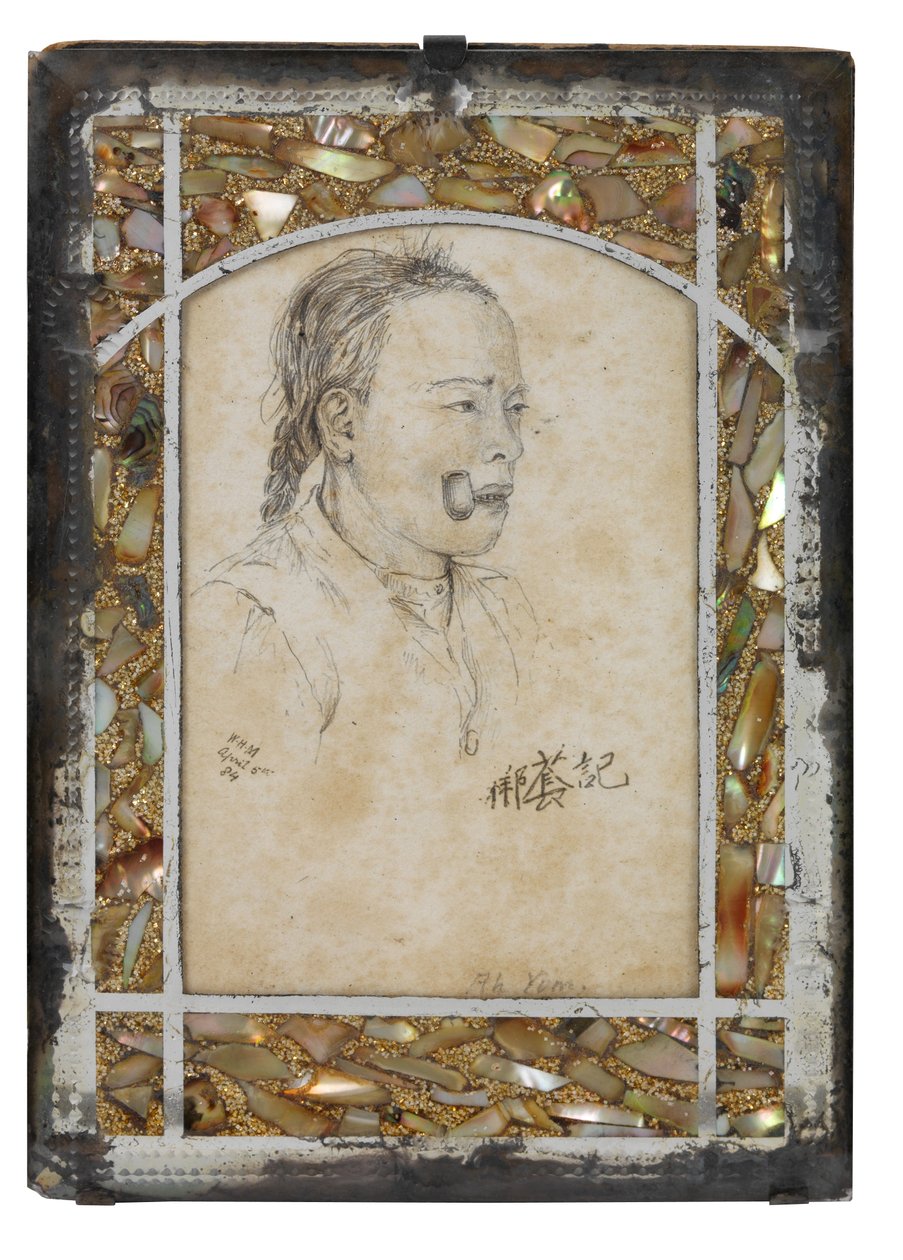 Ah Yum, 5 avril 1884 (crayon sur papier avec cadre en verre opalisé) - Australian School