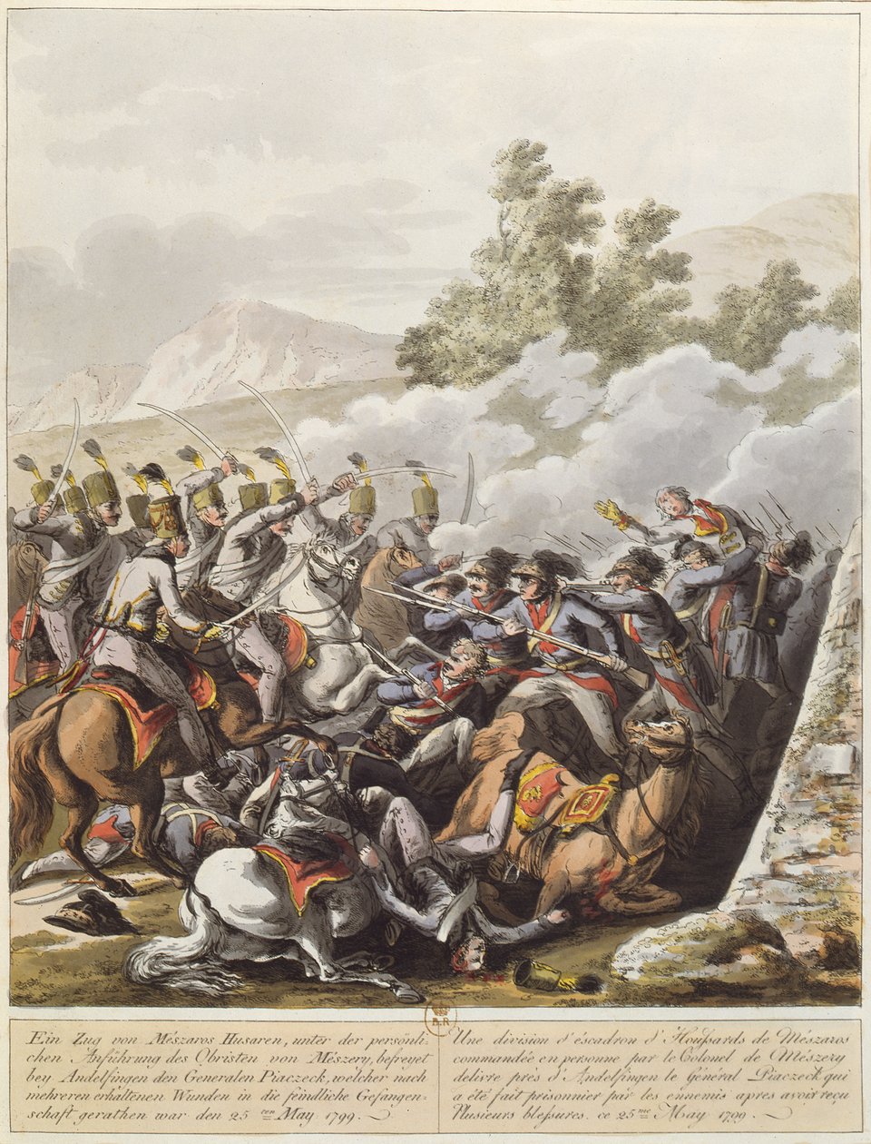 Un incident pendant les guerres révolutionnaires françaises en Suisse le 25 mai 1799 à Andelfingen, vers 1800 - Austrian School