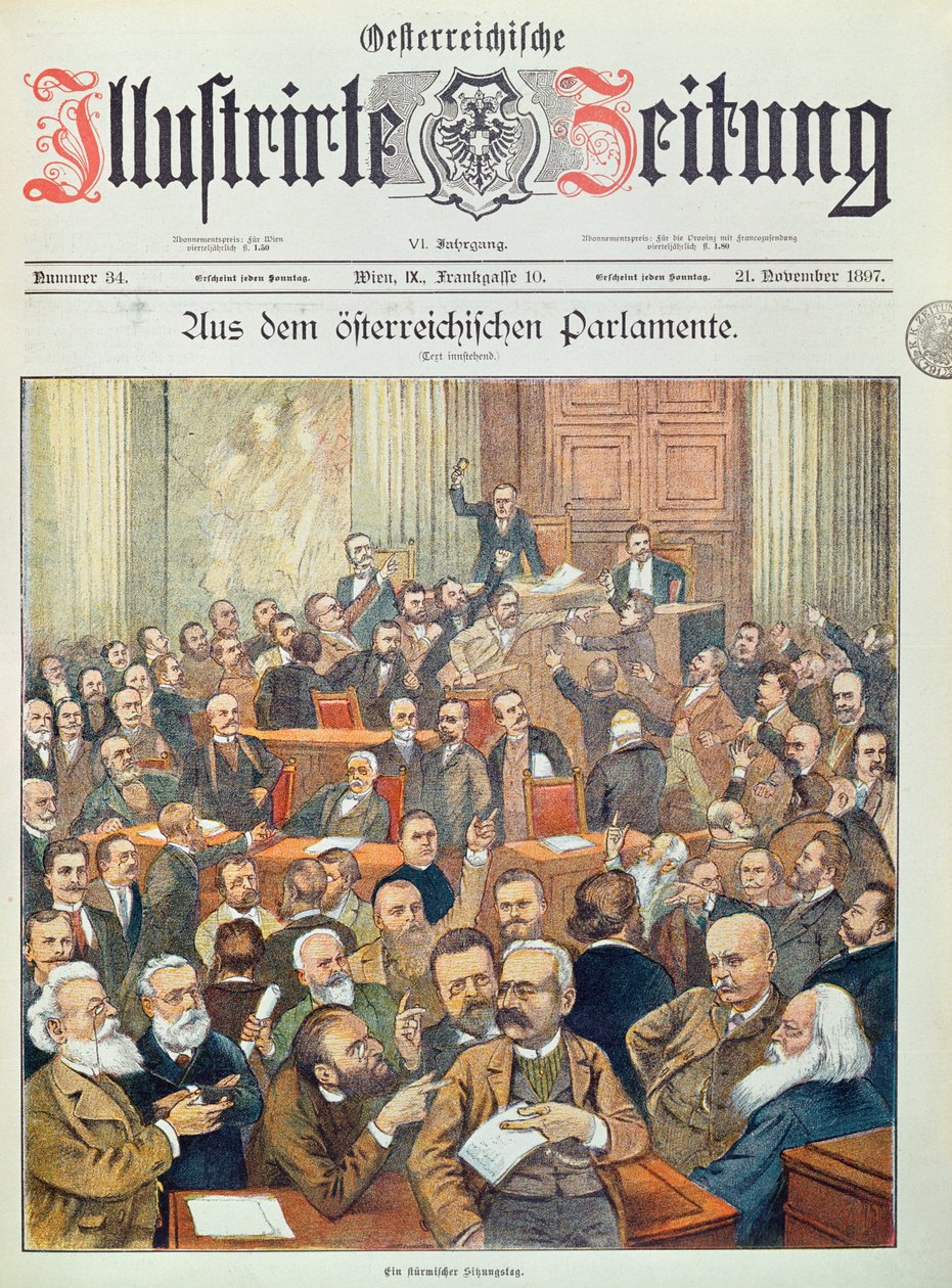 Une session orageuse au Parlement autrichien à Vienne, 1897 - Austrian School