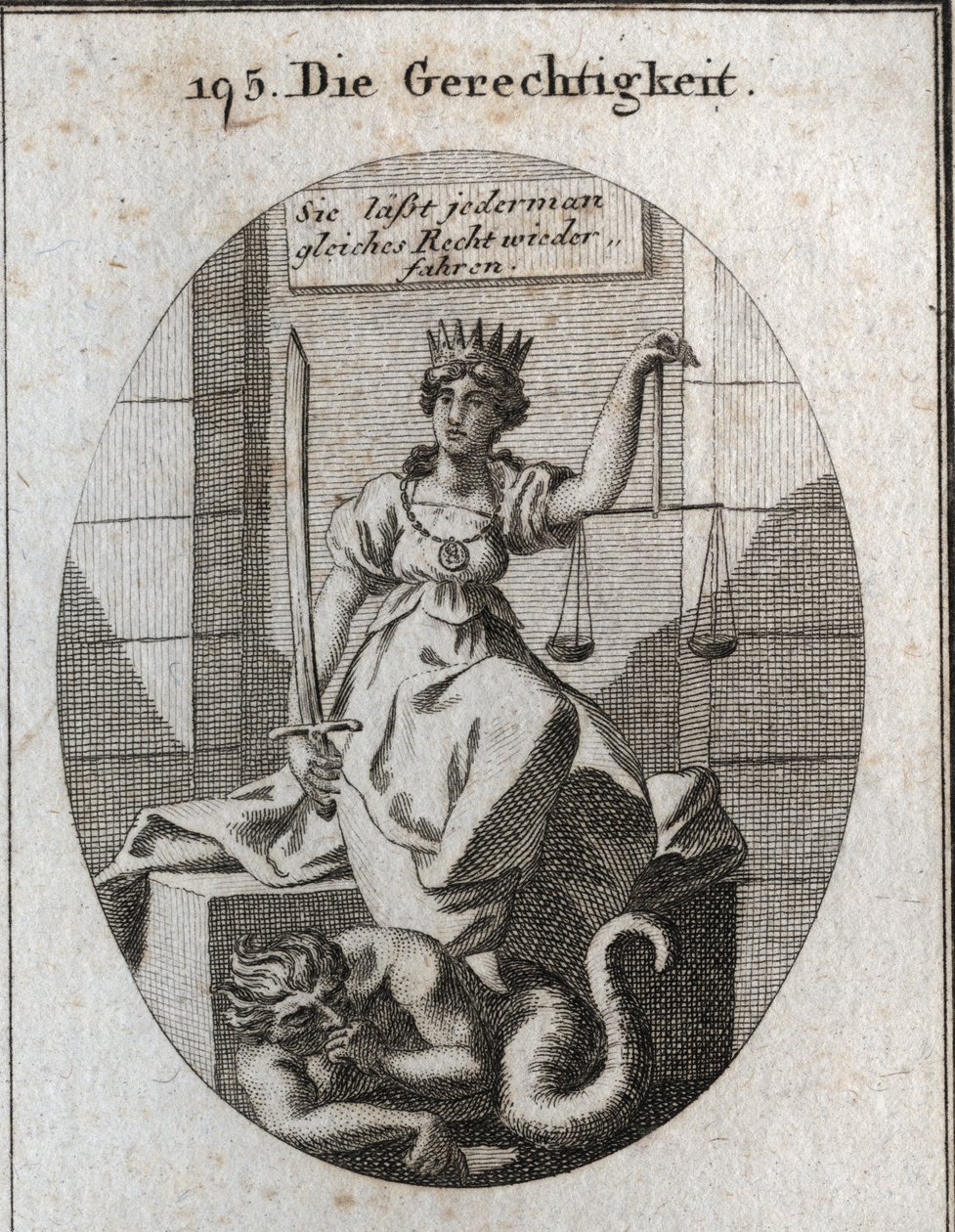 Allégorie de la justice. Ses attributs sont la balance et l
