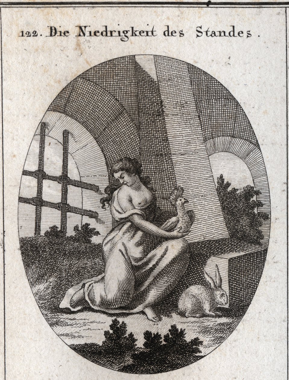 Allégorie de la bassesse (ou abjection). Ses attributs sont la huppe qui se nourrit d