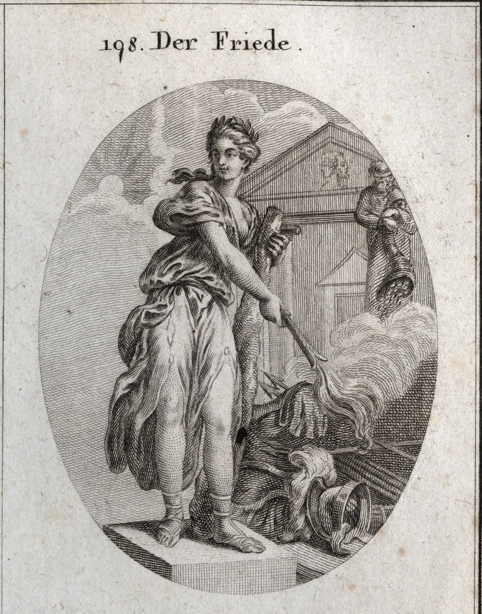 Allégorie de la paix. Elle porte une couronne d