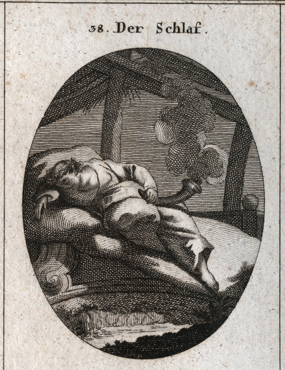 Allégorie du sommeil sur un lit d