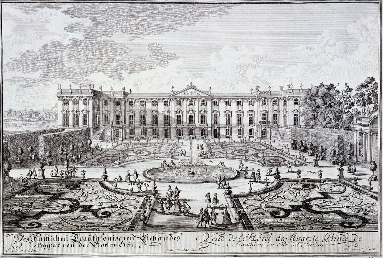 Façade du jardin du palais du prince de Trauthson, Vienne vers 1719 - Austrian School