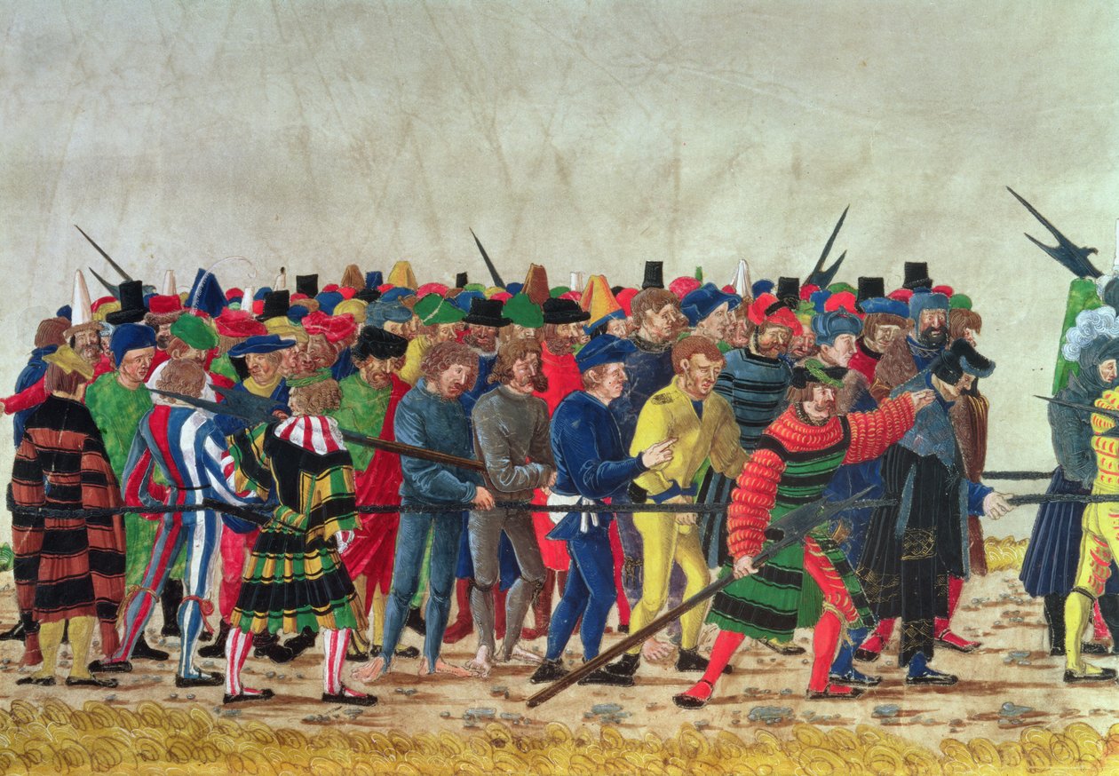 Hallebardiers de Maximilien I (1459-1519) gardant des prisonniers français - Austrian School