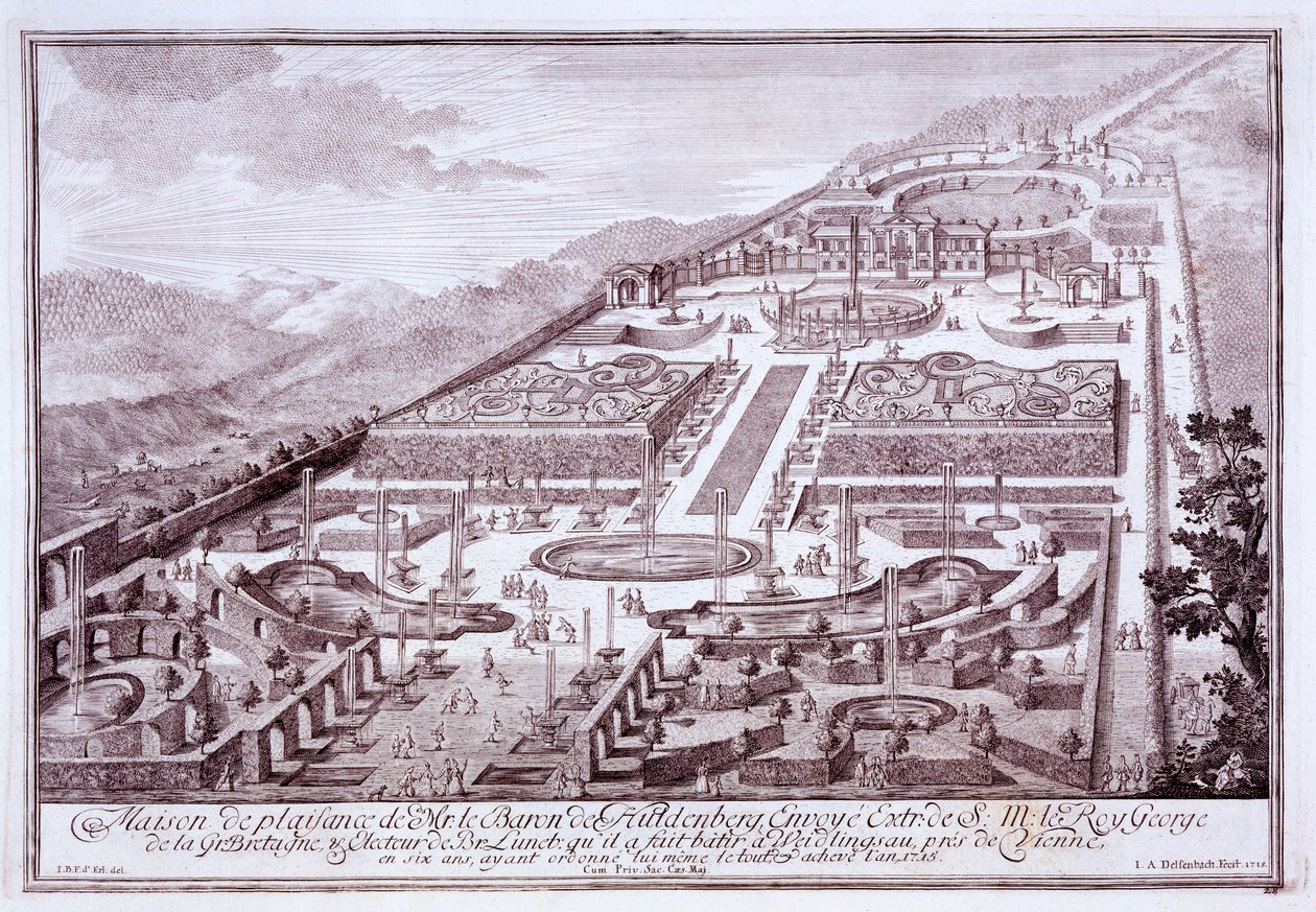 Magnifiques jardins et palais du baron de Huldenburg, construits par lui à Widlingsau, 1719 - Austrian School