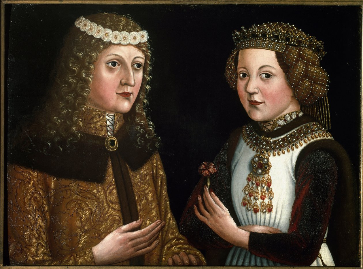 Portrait de Ladislas Posthume, roi de Bohême, de Hongrie et de Croatie, avec sa fiancée Magdalena de Valois - Austrian School