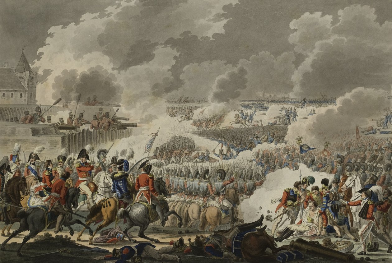 La bataille de Waterloo, 18 juin 1815, publiée par Artaria et Co, vers 1820 (eau-forte en couleur) - Austrian School