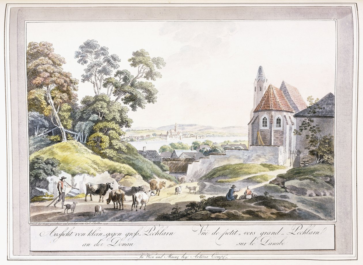 Vue des Petits et Grands Pechlarn sur le Danube, 1779-1792 - Austrian School