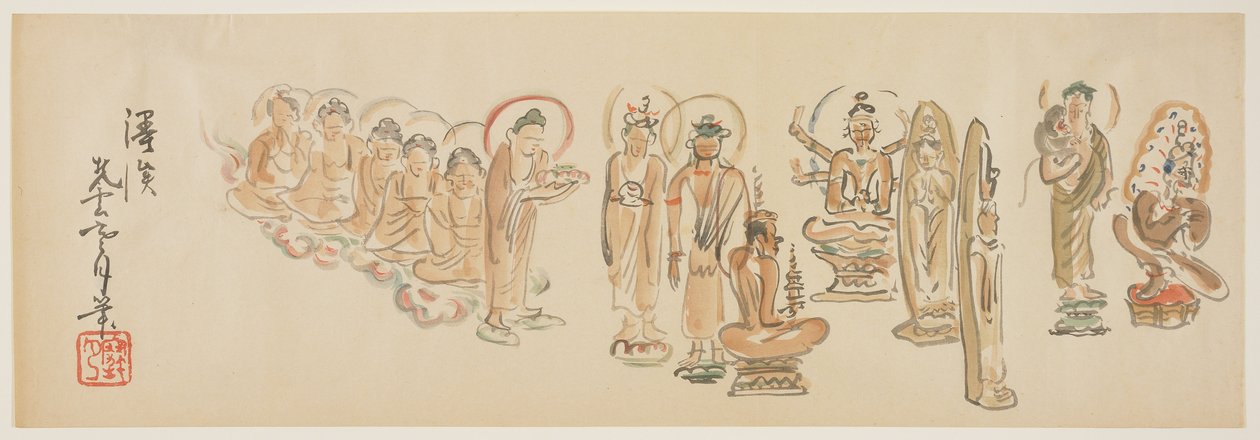 (Caricatures du temple Asakusa Kannon D), vers 1900 - Awashima Kangestu