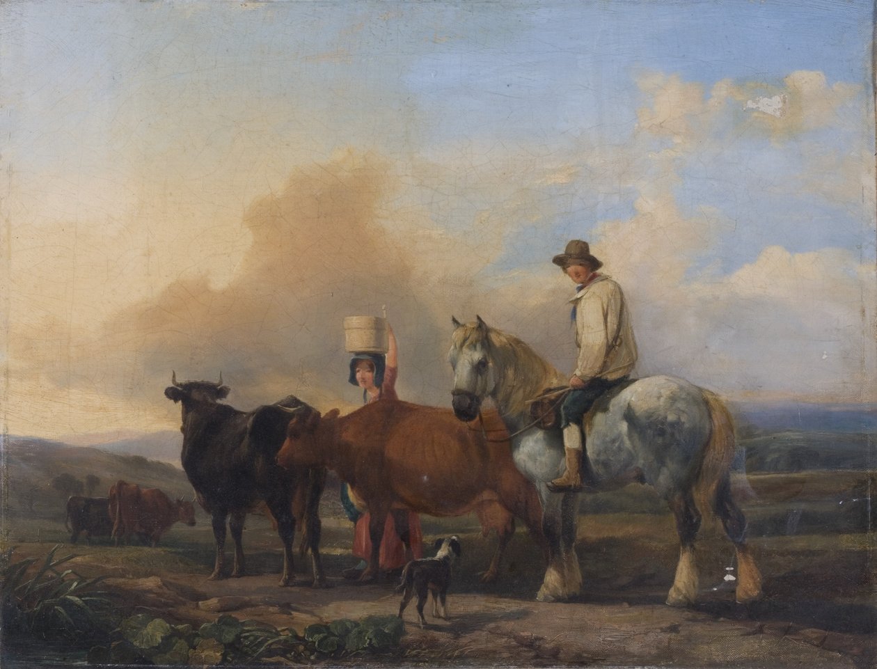 Paysage avec figures et bétail - B. Wall