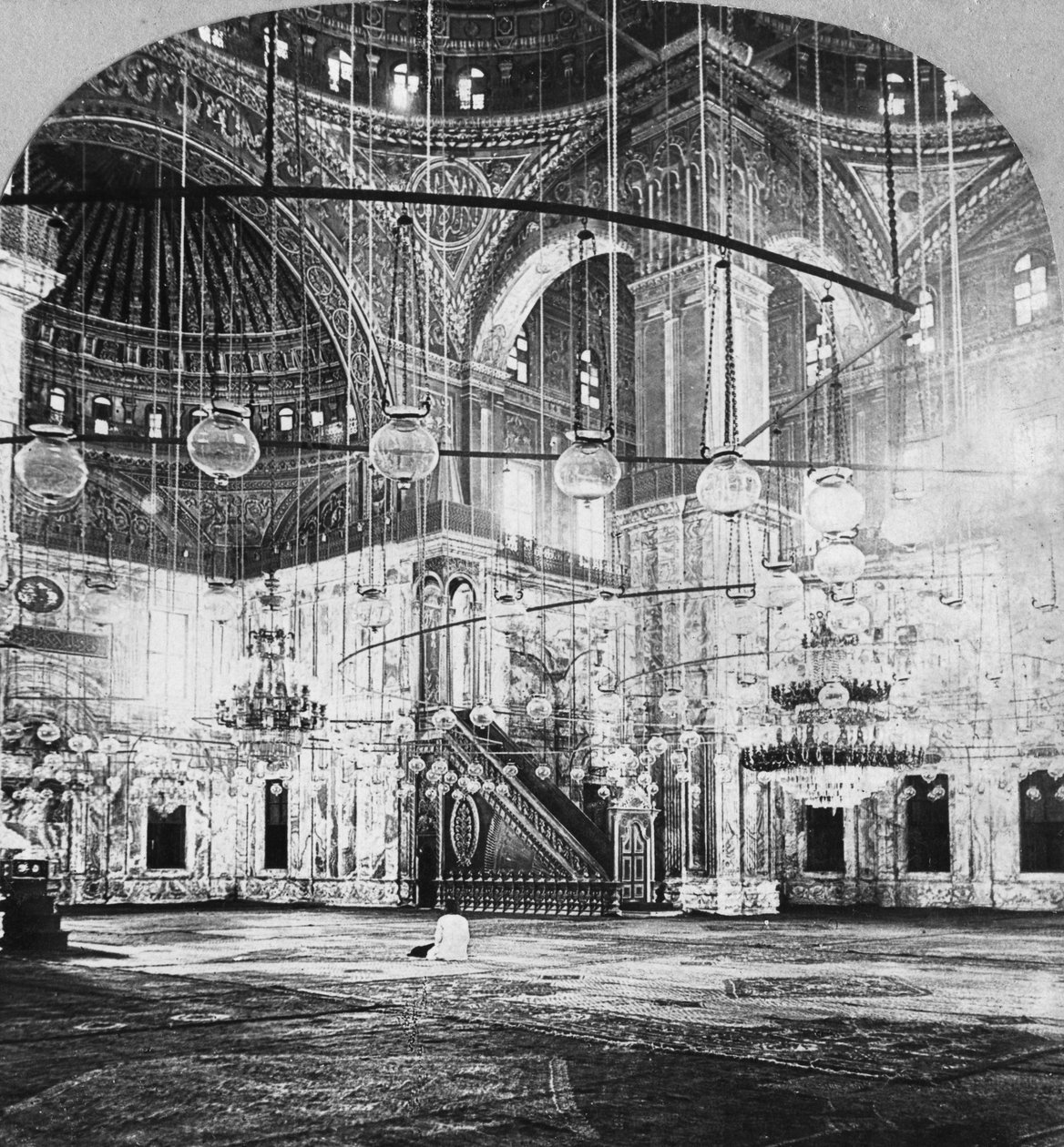 Intérieur, mosquée de Muhammad Ali, Le Caire, Égypte, 1899 - B. L. Singley