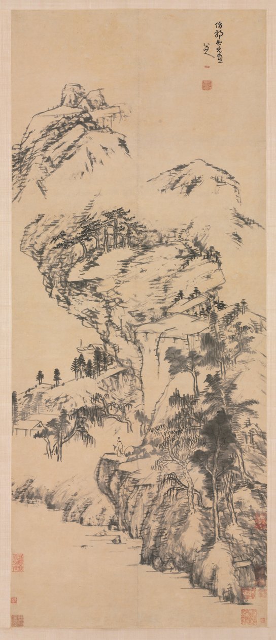 Paysage après Guo Zhongshu, milieu des années 1600-1705 - Bada Shanren