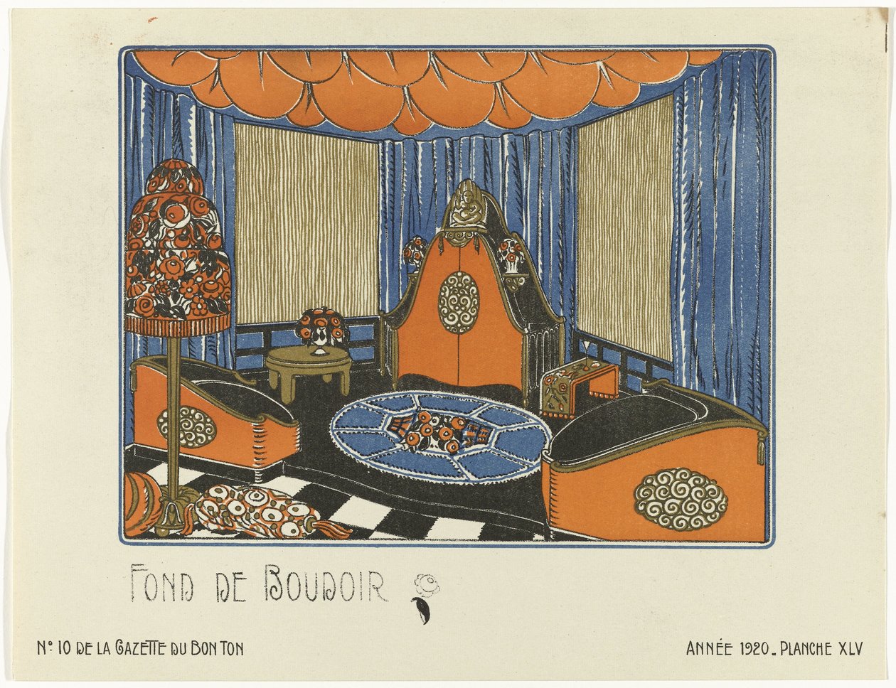 Gazette du Bon Ton, 1920 - No. 10, Pl. XLV: Fond de Boudoir - Bagge and Huguet