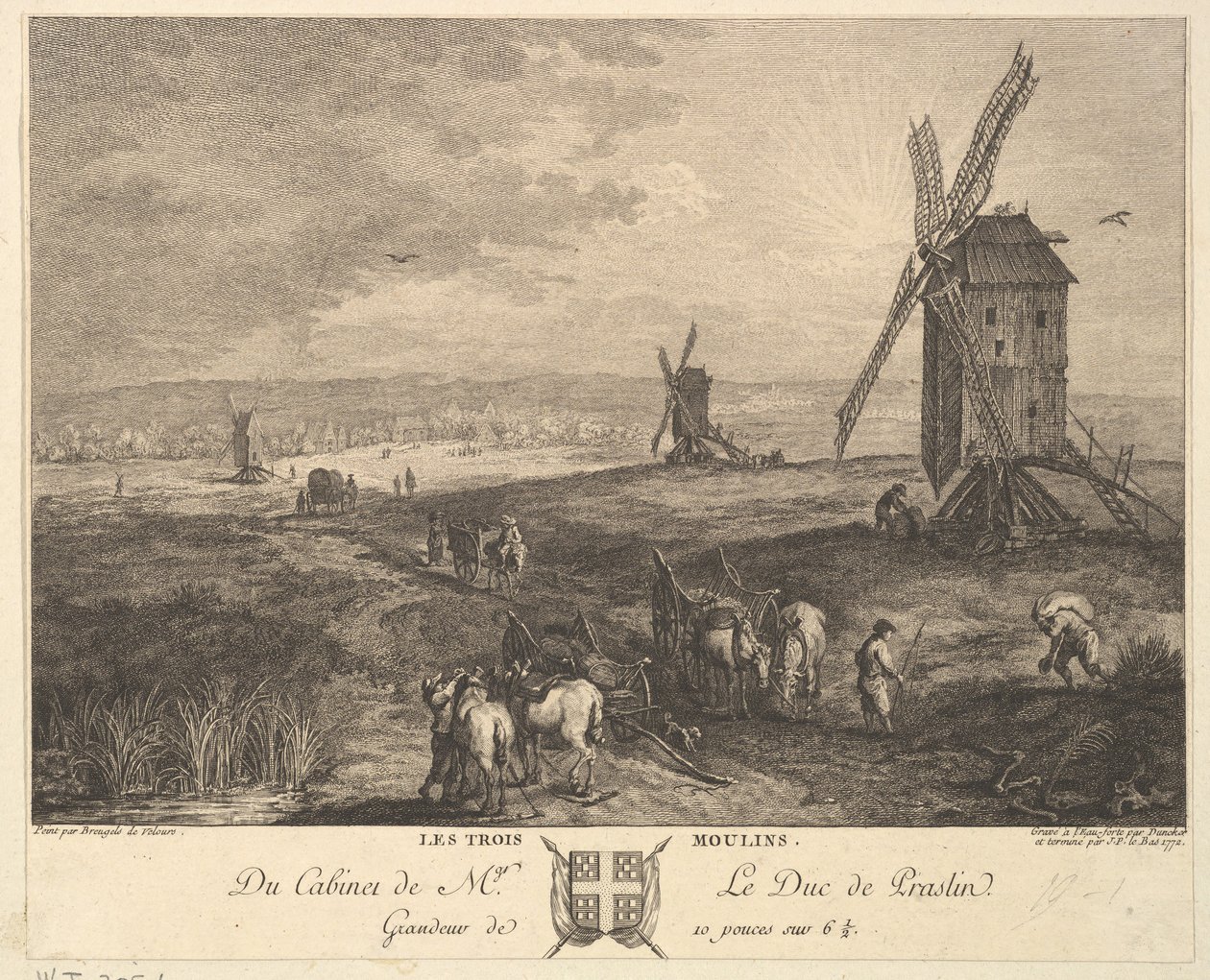 Les Trois Moulins après un tableau de la collection du Duc de P... - Balthasar Anton Dunker