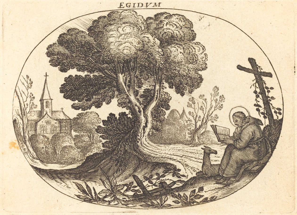 Saint Egidius et une biche - Balthasar Moncornet