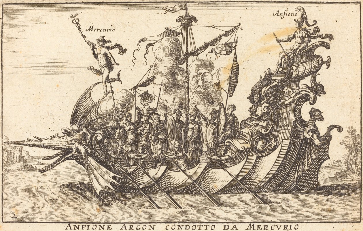 Anfione Argon conduit par Mercure - Balthasar Moncornet after Remigio Cantagallina