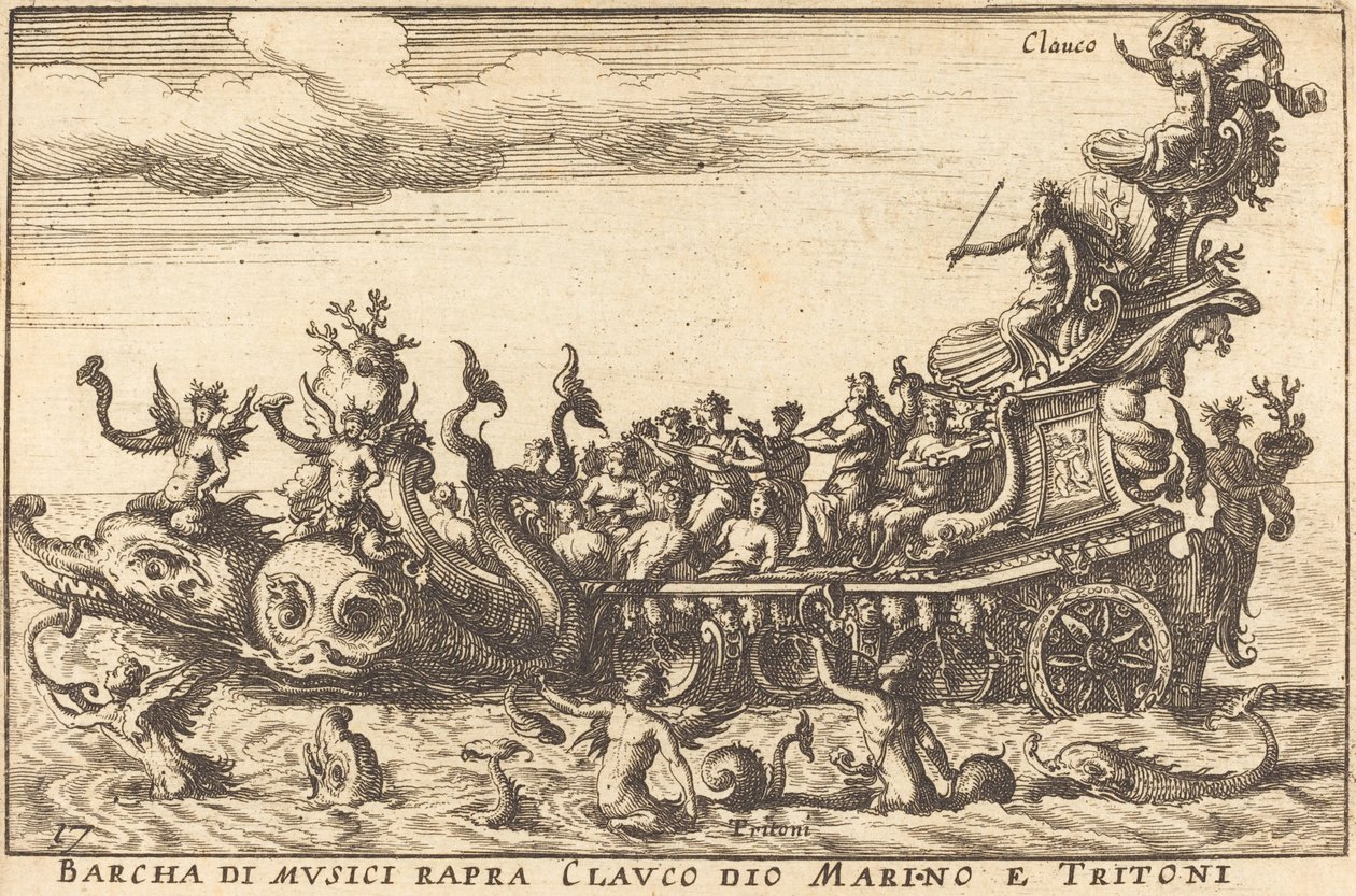 Barcha di musici rapra Clauco dio Marino e Tritoni - Balthasar Moncornet after Remigio Cantagallina