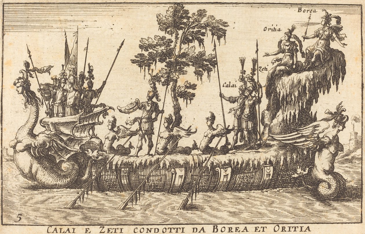 Calai et Zeti conduits par Borée et Oritia - Balthasar Moncornet after Remigio Cantagallina
