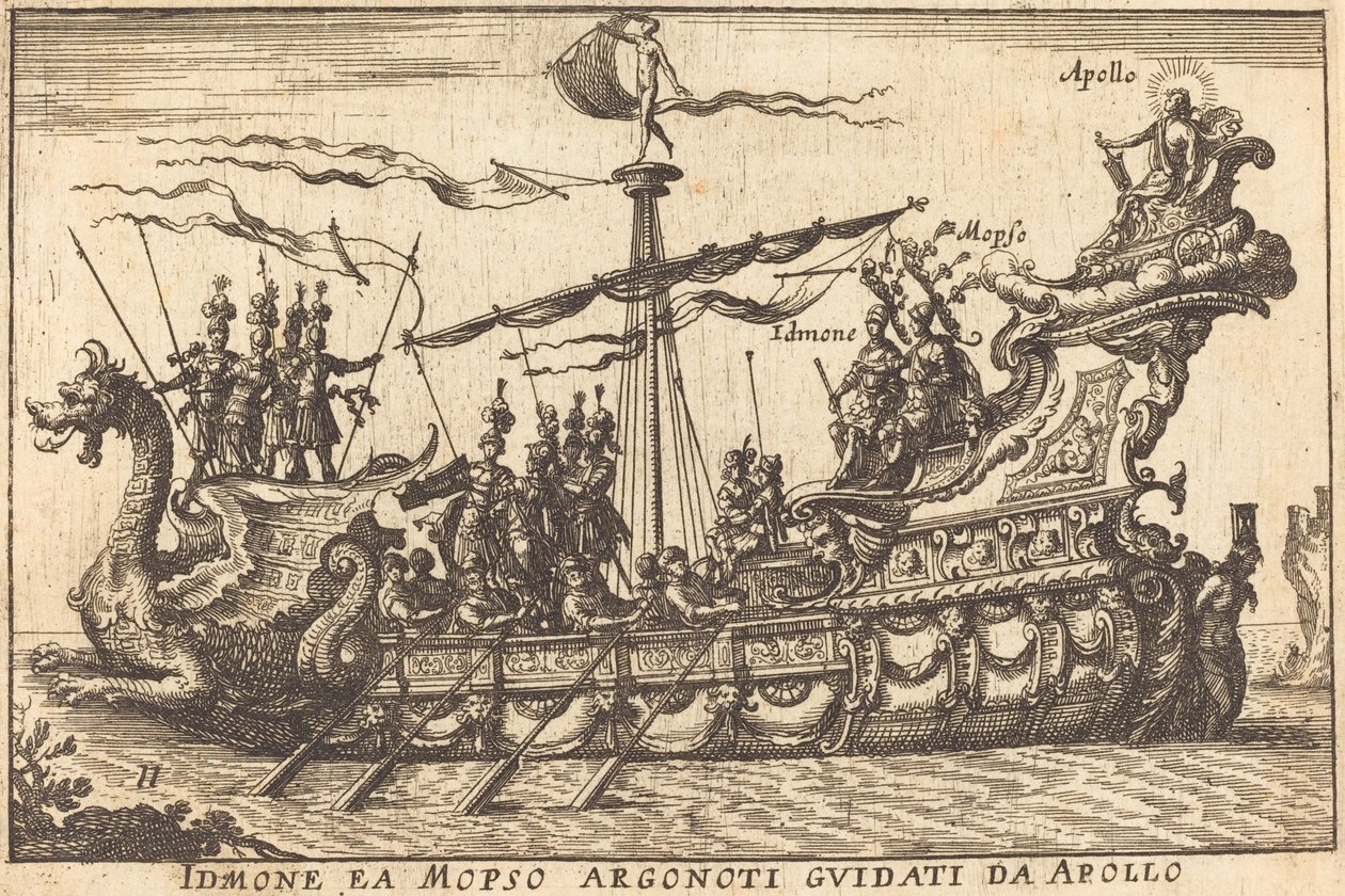 Idinone ea Mopso Argonoti guidati da Apollo - Balthasar Moncornet after Remigio Cantagallina